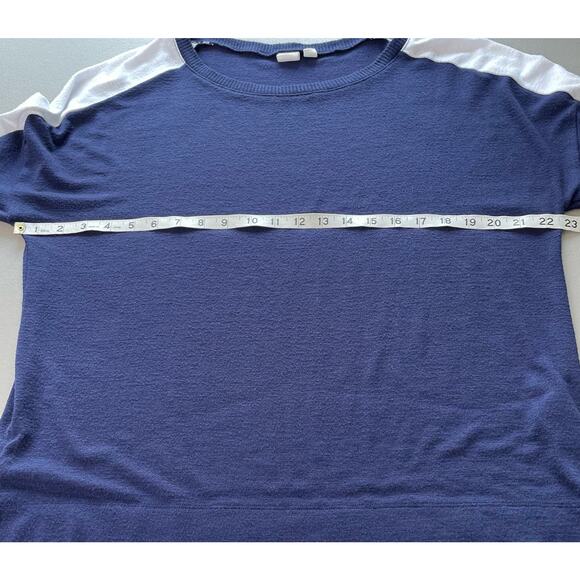Gap Sweater Round Neck Sweater Color Block Striped Detail 90s Y2K Vibes Blue L - Picture 9 of 11